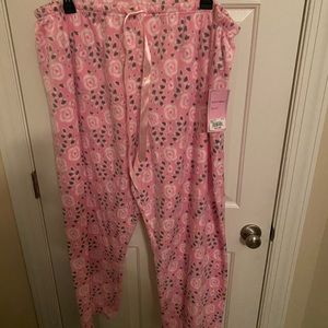 Gabriella By 10W Apparel Women Pajama Pants Pink Roes Gray Hearts Size 3XL NWT